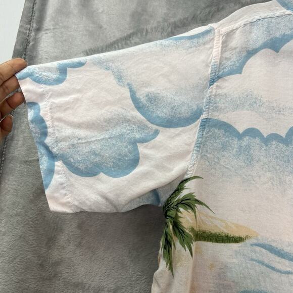 Vintage Cherokee Hawaiian Button Down Shirt Mens Sz M 90s Wooden Botton Surf‎ - Picture 7 of 15